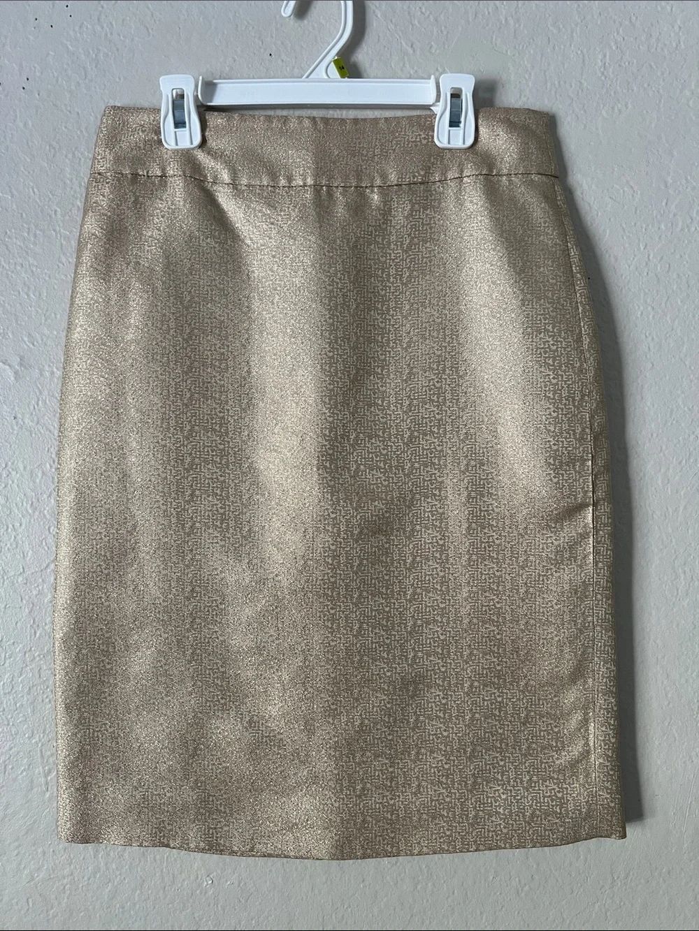 EUC J. Crew Gold Metallic Silk Blend Skirt Shimmery Size 2